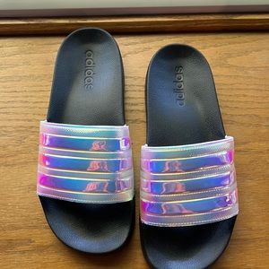 NEW iridescent adidas slides